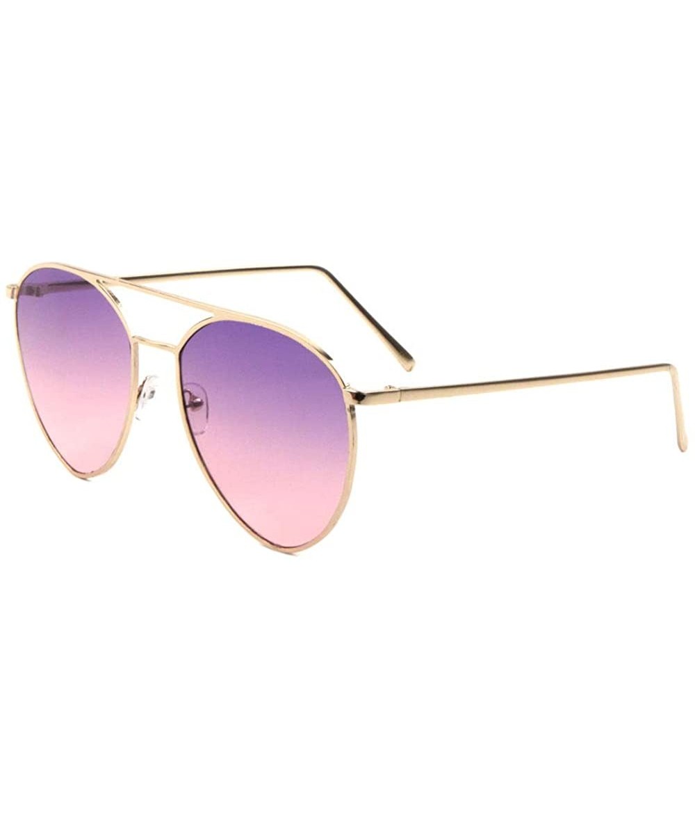 Aviator Oceanic Color Rounded Triangular Aviator Sunglasses - Purple Pink - CF190K0IDIA $25.72