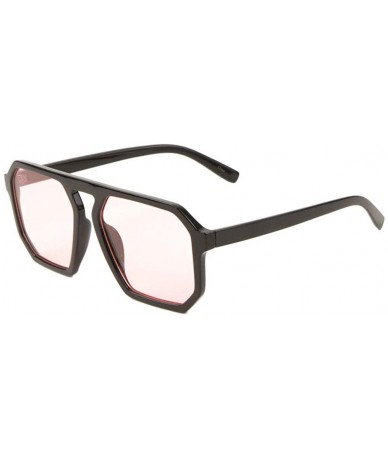 Shield Geometric Polygon Flat Top Flat Color Lens Sunglasses - Pink - CZ1986HS0QL $26.67