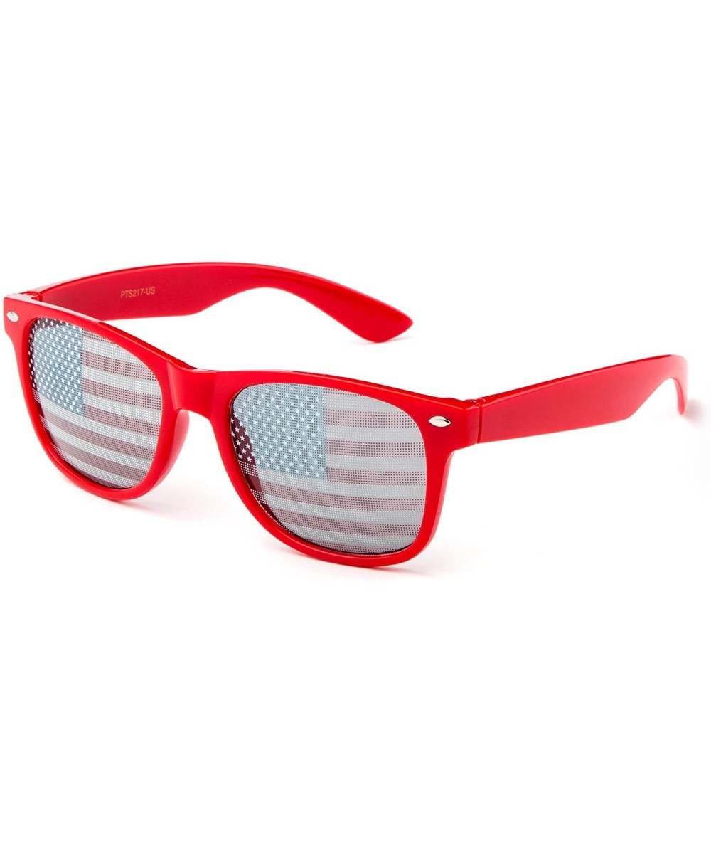 Wayfarer American Flag Team USA Patriotic Design Plastic Shades Party Props Decoration USMNT USWNT Heart - Wayfarer Red - CW1...