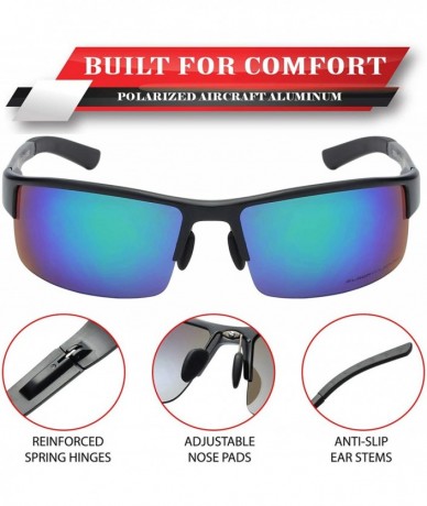 Wrap Polarized Aircraft Aluminum Driving Wrap Around Sunglasses For Men - Matte Black - Polarized Kryptonite - CU18HWRC55K $5...