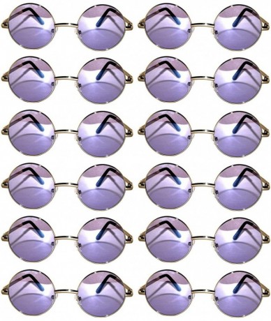 Round 12 Pack Small Round Retro Vintage Circle Style Sunglasses Colored Metal Frame - 43_purple_12_pairs - C718530ZOSR $41.37