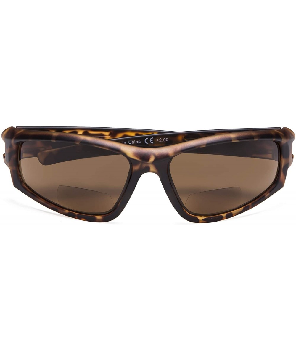 Sport Bifocal Sports Sunglasses TR90 Frame Outdoor Reading Sunglasses - Demi-brown-lens - C318NCTA6EX $19.19