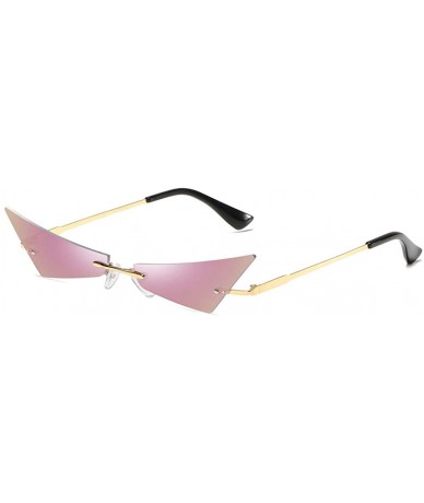 Rimless Vintage Women Sunglasses Frameless Mirror Lens Narrow Cat Eye Sun Glasses Male UV400 - Purple Mirror - CV18AI747DW $2...