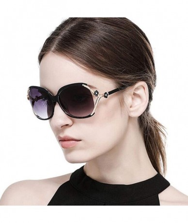 Oval Women Sunglasses Retro Black Drive Holiday Oval Non-Polarized UV400 - Black - C118RLXW054 $17.57