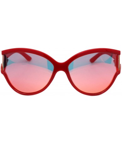 Shield Womens Modern Fashion Sunglasses Shield Round Extended Side Lens UV400 - Red (Orange Red Mirror) - CG18Y4ZCKDH $23.87