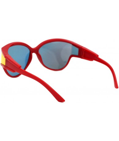 Shield Womens Modern Fashion Sunglasses Shield Round Extended Side Lens UV400 - Red (Orange Red Mirror) - CG18Y4ZCKDH $23.87