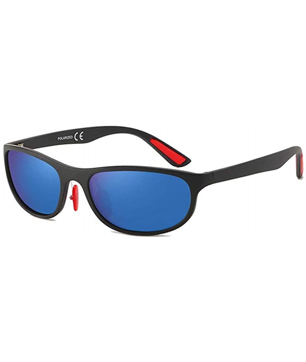 Oval Polarized Sport Sunglasses for Men Wrap Around Ultra-light Unbreakable TR Frame UV400 for Driving Golf - CG18L279XGE $33.77