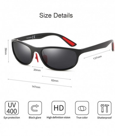 Oval Polarized Sport Sunglasses for Men Wrap Around Ultra-light Unbreakable TR Frame UV400 for Driving Golf - CG18L279XGE $33.77