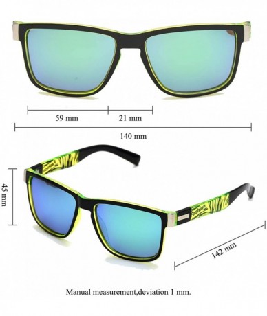 Square Vintage Retro Polarized Sunglasses for Men and Women 100% UV Protection Driving Glasses - Green Frame - C518Y0322ME $2...