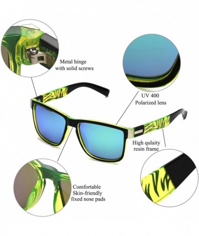 Square Vintage Retro Polarized Sunglasses for Men and Women 100% UV Protection Driving Glasses - Green Frame - C518Y0322ME $2...