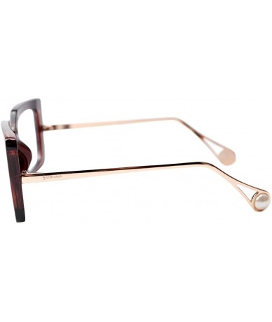 Oversized Anti-Blue Block Light Pearl Inlay Arm Cat Eye Reading Glasses - Anti Blue - 2 Pairs-tea + Floral - CP195SR9207 $39.09