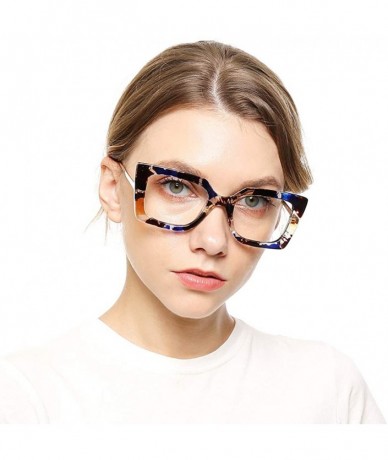 Oversized Anti-Blue Block Light Pearl Inlay Arm Cat Eye Reading Glasses - Anti Blue - 2 Pairs-tea + Floral - CP195SR9207 $39.09