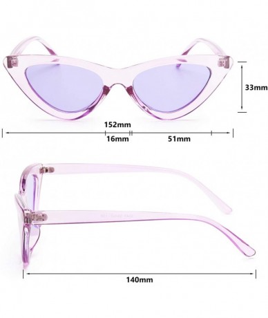 Cat Eye Retro Vintage Narrow Cat Eye Sunglasses for Women Clout Goggles Plastic Frame - A-clear Purple - CX18C8H62MZ $18.70