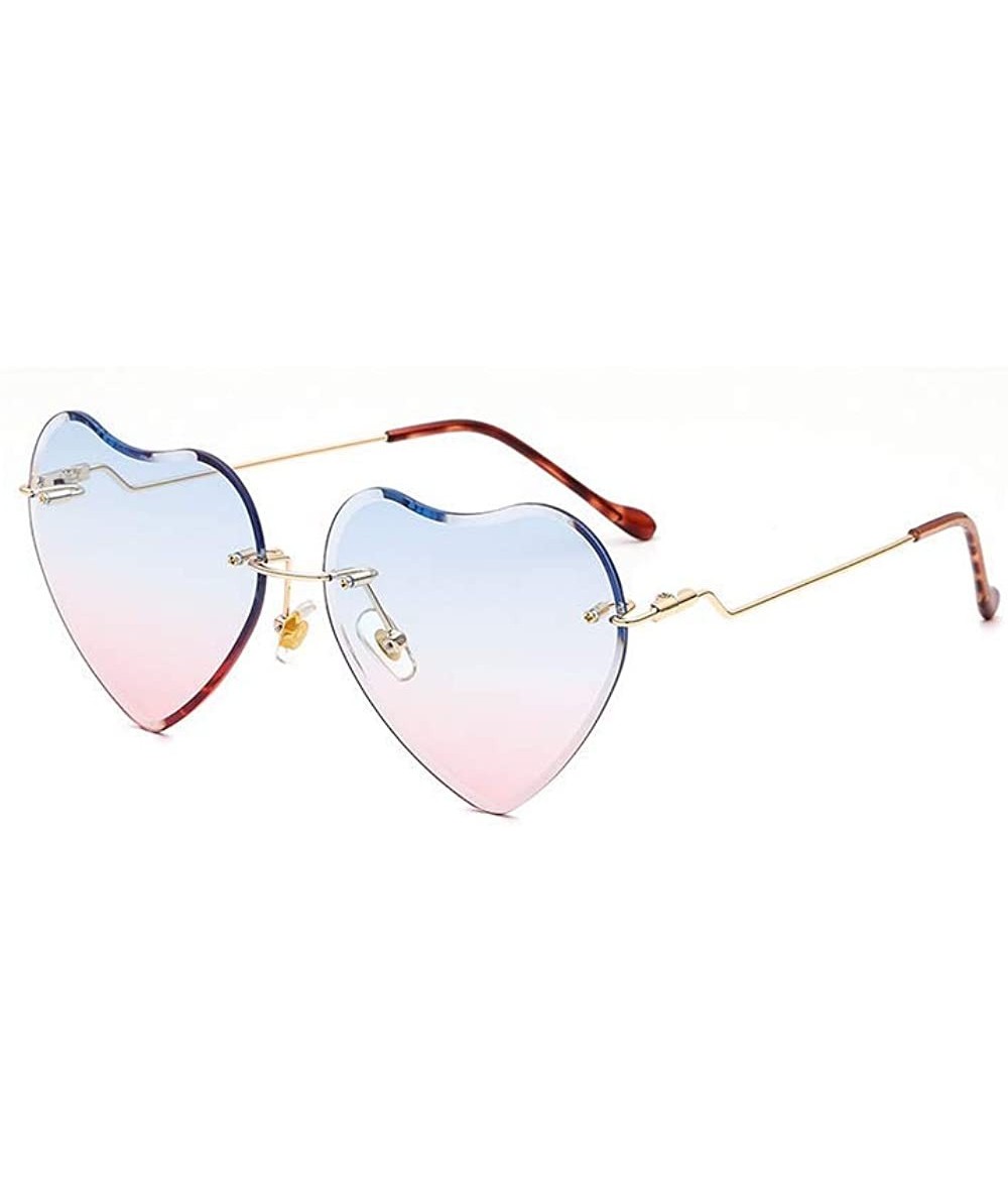 Oversized Frameless Peach Hearts Sunglasses Metal Love Sunglasses Women Lady Bright Color Dazzling Ocean Sunglasses - CR18HE3...