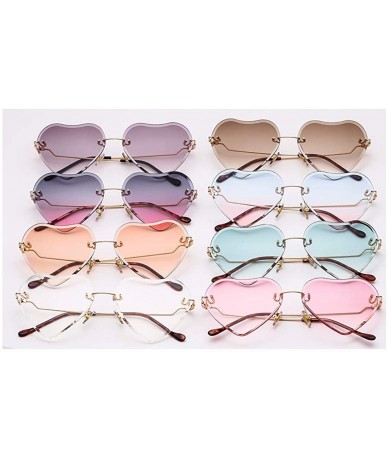 Oversized Frameless Peach Hearts Sunglasses Metal Love Sunglasses Women Lady Bright Color Dazzling Ocean Sunglasses - CR18HE3...