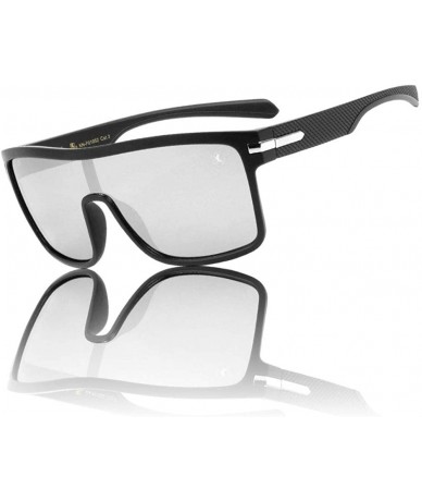 Shield Flat One Piece Shield Lens Rectangular Sports Sunglasses - Grey Silver - CH199IKOICU $34.29