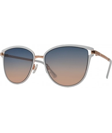 Oval Fashion Oval Sunglasses with Chain Link Temple for Women - White + Blue Pink - CA196WE6M0Z $27.15