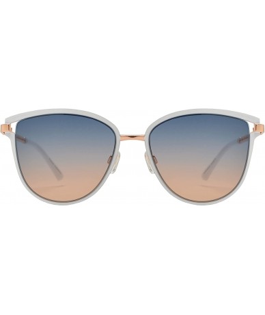 Oval Fashion Oval Sunglasses with Chain Link Temple for Women - White + Blue Pink - CA196WE6M0Z $27.15