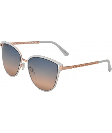 Oval Fashion Oval Sunglasses with Chain Link Temple for Women - White + Blue Pink - CA196WE6M0Z $27.15