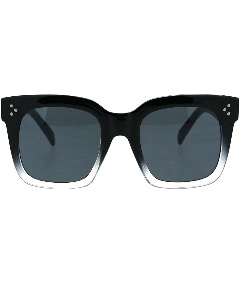 Oversized Womens Oversize Thick Plastic Rectangular Horn Rim Hipster Boyfriend Sunglasses - Black Clear - C0182WTZQQW $20.47