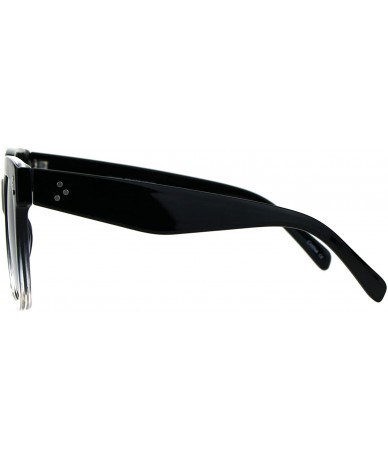 Oversized Womens Oversize Thick Plastic Rectangular Horn Rim Hipster Boyfriend Sunglasses - Black Clear - C0182WTZQQW $20.47