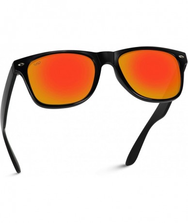 Sport Polarized Flat Mirrored Reflective Color Lens Large Horn Rimmed Style Sunglasses - CG11YVSQODB $34.93