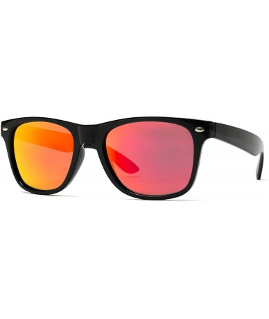 Sport Polarized Flat Mirrored Reflective Color Lens Large Horn Rimmed Style Sunglasses - CG11YVSQODB $34.93