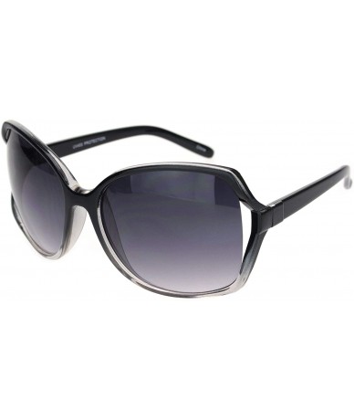 Butterfly Womens Large Exposed Side Lens Butterfly Plastic Sunglasses - Black Clear Gradient Black - C118O2958MN $19.31