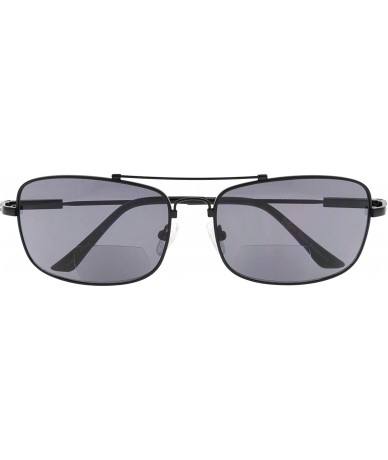 Rectangular Lightweight Flexible Bifocal Sunglasses - Black-grey-lens - CL18NOQ9I7Y $24.60