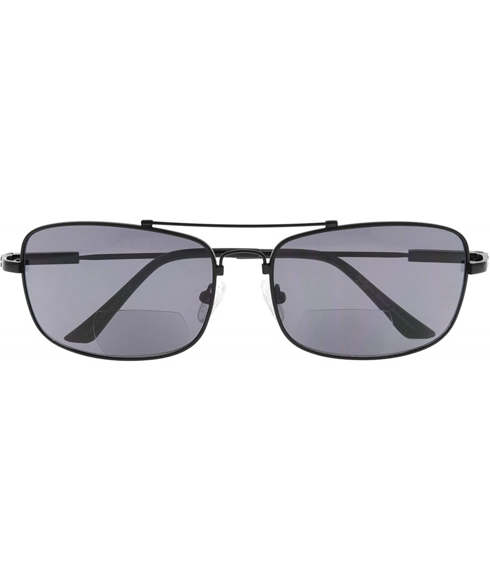 Rectangular Lightweight Flexible Bifocal Sunglasses - Black-grey-lens - CL18NOQ9I7Y $24.60