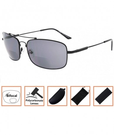 Rectangular Lightweight Flexible Bifocal Sunglasses - Black-grey-lens - CL18NOQ9I7Y $24.60