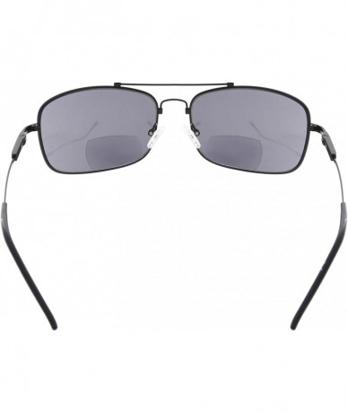 Rectangular Lightweight Flexible Bifocal Sunglasses - Black-grey-lens - CL18NOQ9I7Y $24.60