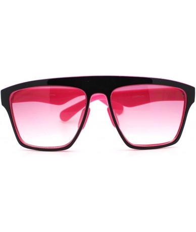 Square In and Out 2 Tone Trendy Futuristic Robot Curved Flat Top Square Sunglasses - Pink - CA11C7V6JN9 $17.98