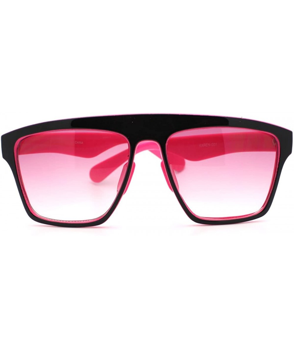 Square In and Out 2 Tone Trendy Futuristic Robot Curved Flat Top Square Sunglasses - Pink - CA11C7V6JN9 $17.98