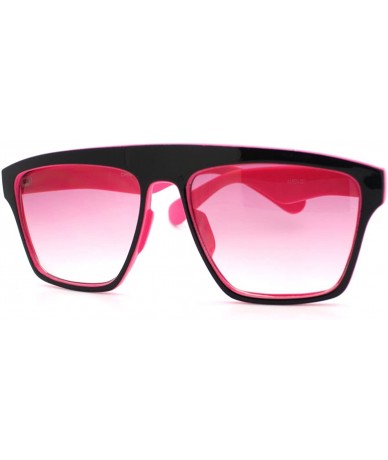 Square In and Out 2 Tone Trendy Futuristic Robot Curved Flat Top Square Sunglasses - Pink - CA11C7V6JN9 $17.98