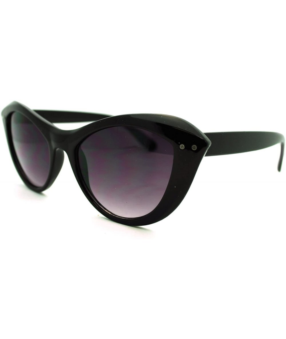 Cat Eye Narrow Retro Womens Cat Eye Thick Plastic 20s Brow Sunglasses - Black Smoke - CT11L9LF6FF $19.21