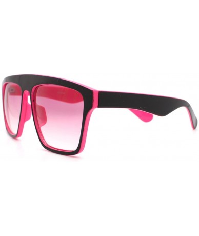 Square In and Out 2 Tone Trendy Futuristic Robot Curved Flat Top Square Sunglasses - Pink - CA11C7V6JN9 $17.98