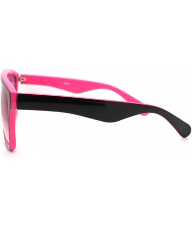 Square In and Out 2 Tone Trendy Futuristic Robot Curved Flat Top Square Sunglasses - Pink - CA11C7V6JN9 $17.98