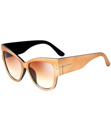 Oversized Oversized Bold Frame UV400 HD Lens Full Rimmed Glasses Ladies Sunglasses - Champagne - C318CXM7OX7 $27.17