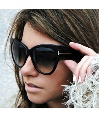 Oversized Oversized Bold Frame UV400 HD Lens Full Rimmed Glasses Ladies Sunglasses - Champagne - C318CXM7OX7 $27.17