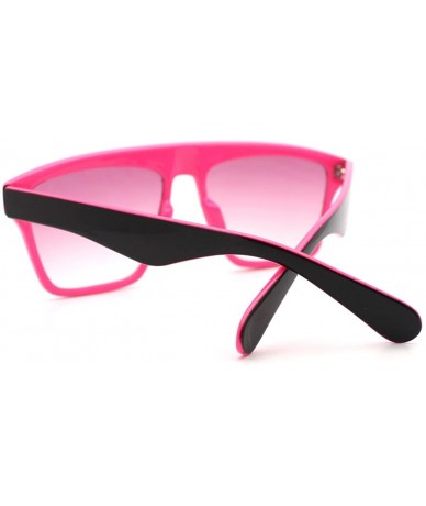 Square In and Out 2 Tone Trendy Futuristic Robot Curved Flat Top Square Sunglasses - Pink - CA11C7V6JN9 $17.98