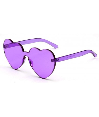 Rimless One Piece Heart Shape Rimless Sunglasses Transparent Candy Color Eyewear - Purple - CJ18T5NAKK0 $18.30