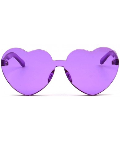 Rimless One Piece Heart Shape Rimless Sunglasses Transparent Candy Color Eyewear - Purple - CJ18T5NAKK0 $18.30