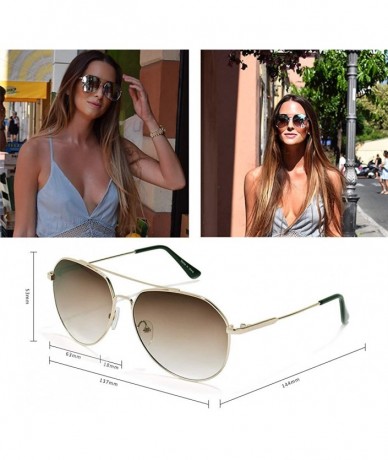 Aviator Trendy Aviator Sunglasses for Women - Men UV400 Protective Eyewear - Gradual Change Shades PZ3641 - Tawny - C618Y02HN...