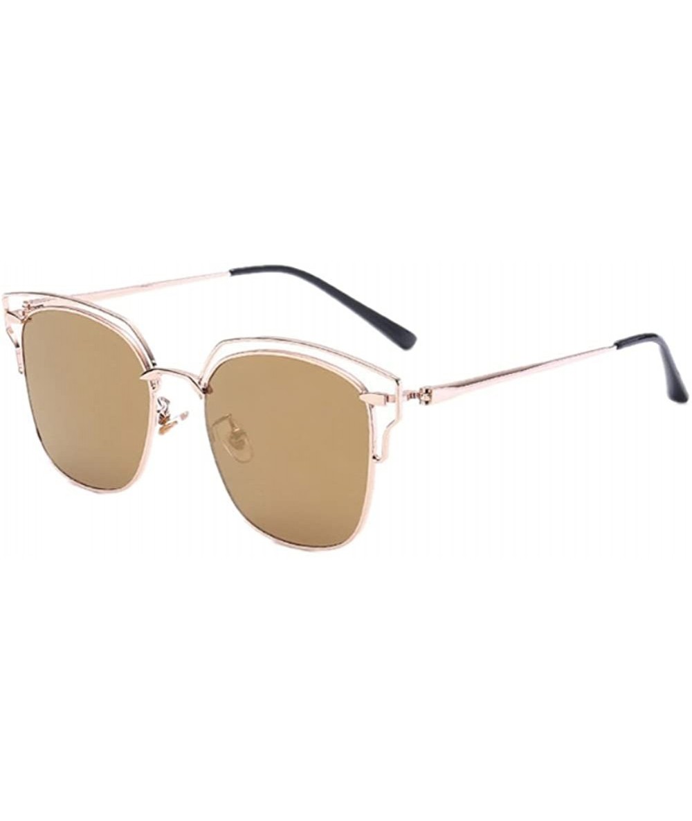 Semi-rimless Women Oversized Mirror UV400 Sunglass Female Shades Travel Glasses Eyewear - Gold - CN183KDDLC9 $18.63