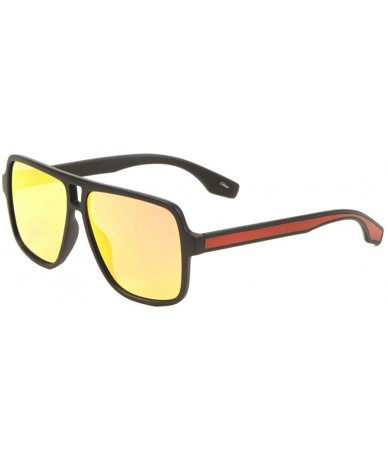 Square Sleek Square Flat Top Retro Aviator Sunglasses - Black & Red Frame - C318WD0RCXM $20.54