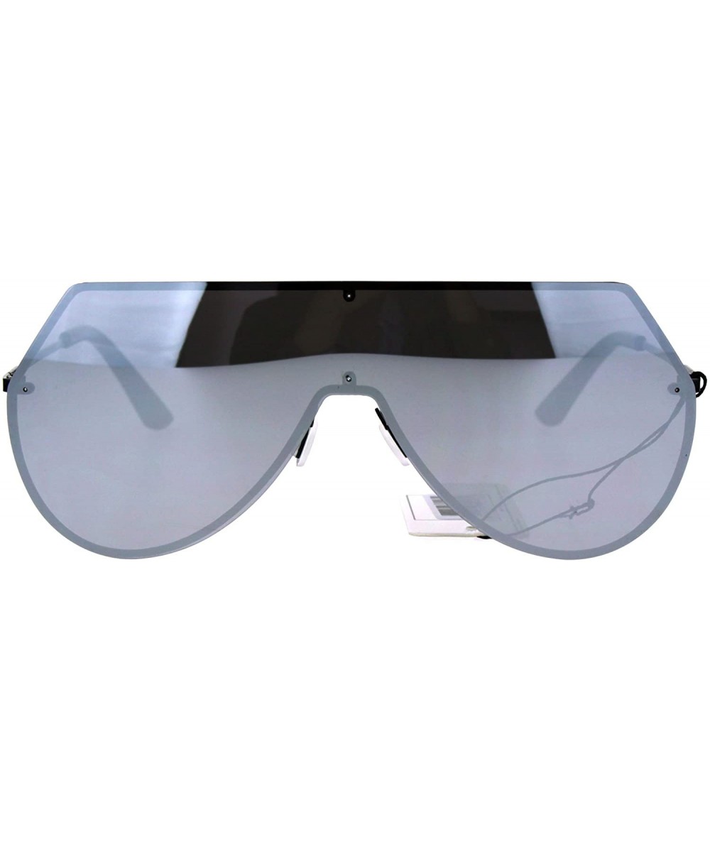 Oversized Racer Rimless Shield Oversize Futurism Robotic Metal Sunglasses - Silver - CU182SSG5TH $23.23