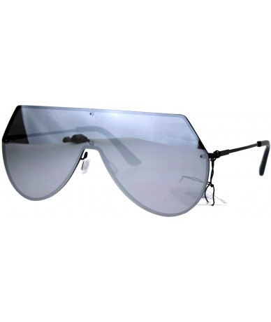 Oversized Racer Rimless Shield Oversize Futurism Robotic Metal Sunglasses - Silver - CU182SSG5TH $23.23