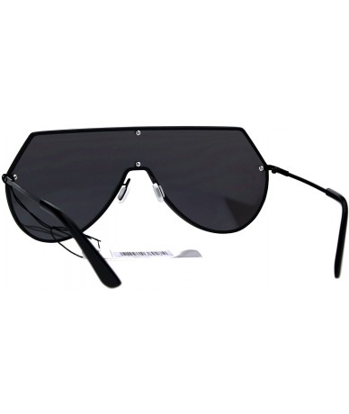 Oversized Racer Rimless Shield Oversize Futurism Robotic Metal Sunglasses - Silver - CU182SSG5TH $23.23