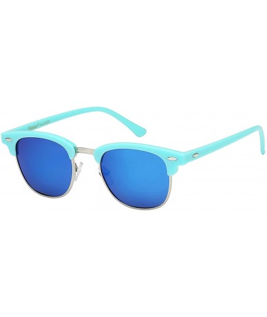 Semi-rimless Unisex Retro Classic Stylish Malcom Half Frame Polarized Sunglasses - Aqua Teal - Ice Blue - CS187UIAC4C $23.05